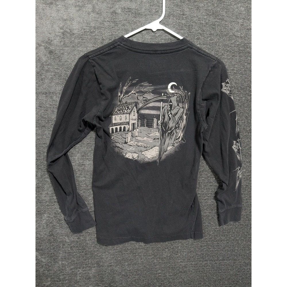 Bones Skate One Corp Mens XS Long Sleeve Grim Reaper Graphic Tee Black